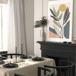 Boho Abstract Wall Art Prints, Decor, Set Of 3 Scandi Art, Mid Century, Black, Beige, Green, Terracotta - thumbnail 3