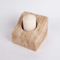 Natural Beige Travertine Candleholder - thumbnail 2