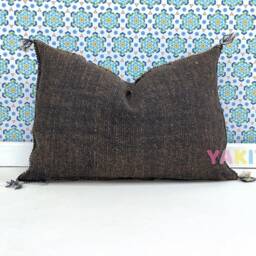 Yakiti-Brown Square Moroccan Pillows , Aka Cactus Silk Pillow, Decorative Pillows, Sabra Pillows, Moroccan Decor Designer Cactus - thumbnail 2