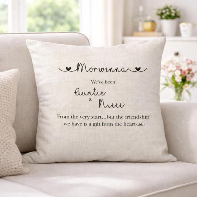 Personalised Auntie & Niece Cushion, Gift For From Niece, Birthday Or Christmas Gift, Missing You Custom Cushion Keepsake - image 1