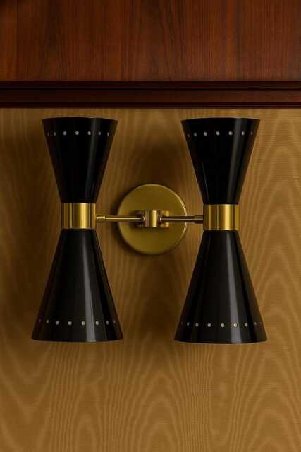 Black & Brass Diabolo Wall Sconce - Mid Century Modern Sputnik Light - image 1