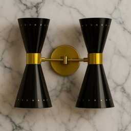 Black & Brass Diabolo Wall Sconce - Mid Century Modern Sputnik Light - thumbnail 3
