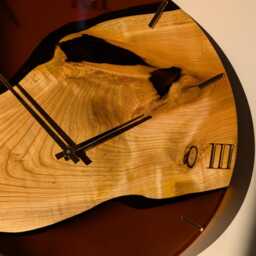 Handcrafted Brown Epoxy Resin Wood Wall Clock Rustic Modern Decor - thumbnail 3