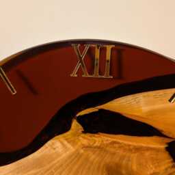 Handcrafted Brown Epoxy Resin Wood Wall Clock Rustic Modern Decor - thumbnail 4