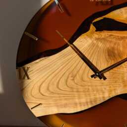 Handcrafted Brown Epoxy Resin Wood Wall Clock Rustic Modern Decor - thumbnail 2