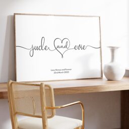 Custom Couple Name & Date Print - Personalized Poster, Wedding Gift, Paper Anniversary, Our Special Date, Minimalist - thumbnail 3