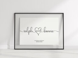 Custom Couple Name & Date Print - Personalized Poster, Wedding Gift, Paper Anniversary, Our Special Date, Minimalist - thumbnail 1