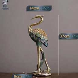 Handcrafted Resin Golden Crane Bird Sculpture Traditional Chinese Style Animal Statue - Lucky Figurine Elegant Home Decor - thumbnail 3