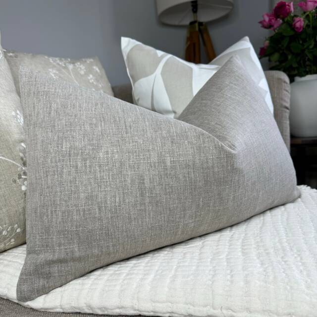Cotton Blend Cushion Cover, Taupe Pillow Sofa Decorative Lumbar Double Sided John Lewis Fabric - image 1