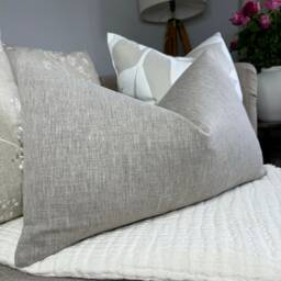 Cotton Blend Cushion Cover, Taupe Pillow Sofa Decorative Lumbar Double Sided John Lewis Fabric - thumbnail 1