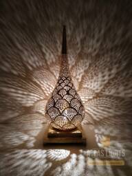 Moroccan Brass Table Lamp Hand-Sculpted Antique Style
