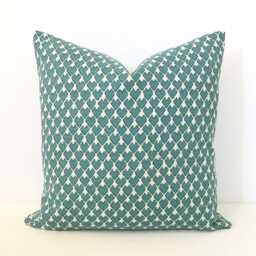 Teal Ikat Pillow Cover Geometric Heart Arrow Accent - thumbnail 2