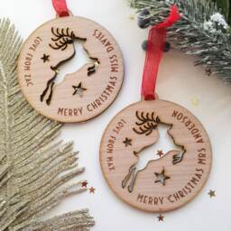 Personalised Teacher Christmas Bauble Rudolph Wooden Ornament - thumbnail 2