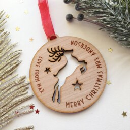 Personalised Teacher Christmas Bauble Rudolph Wooden Ornament - thumbnail 3