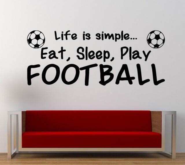Life Is Simple Eat Sleep Play - European Football Soccer Wall Decal Sticker Vinyl Mural Leaving Bedroom Room Home Decor Free Shipping L286 - image 1