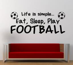 Life Is Simple Eat Sleep Play - European Football Soccer Wall Decal Sticker Vinyl Mural Leaving Bedroom Room Home Decor Free Shipping L286 - thumbnail 1