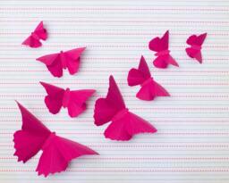 Whimsical Decor 3D Butterfly Wall Art For Girls Room, Nursery, Classroom, Art, Flight Of Magenta Silhouettes - thumbnail 1