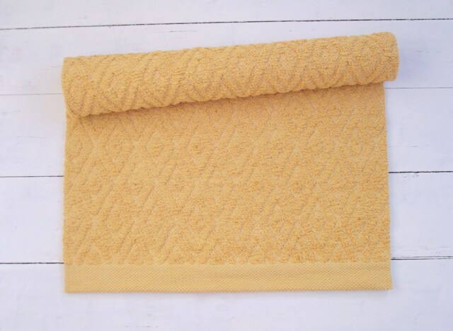 Handmade Mustard Yellow Cotton Diamond Rug, Washable Reversible Rug - image 1