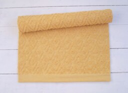 Handmade Mustard Yellow Cotton Diamond Rug, Washable Reversible Rug - thumbnail 1