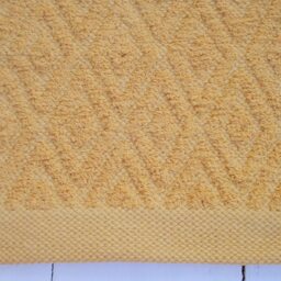 Handmade Mustard Yellow Cotton Diamond Rug, Washable Reversible Rug - thumbnail 3