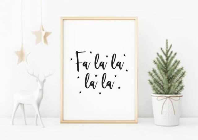 Christmas Print - Fa La Holiday Decor We Believe Scandi Nordic - image 1