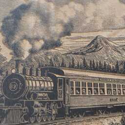 Yukon Railroad Wall Art - Nature Inspired Engraved Wooden Lithograph Illustration, Large Art, Framed Alaskan Landscape Painting - thumbnail 3