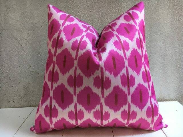 Handwoven Silk Ikat Pillow Cover 24x24, Modern Accent - image 1