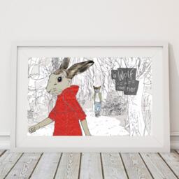 Wolf Met Her Little Red Riding Hood Art Print Rabbit Lover Gift - thumbnail 2