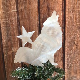 Japanese Spitz Howling Dog Christmas Tree Topper, Wall Art Or Yard Stake, Aluminum, Metal, Stars, Unique Gifts, Lover Gifts - thumbnail 2