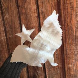 Japanese Spitz Howling Dog Christmas Tree Topper, Wall Art Or Yard Stake, Aluminum, Metal, Stars, Unique Gifts, Lover Gifts