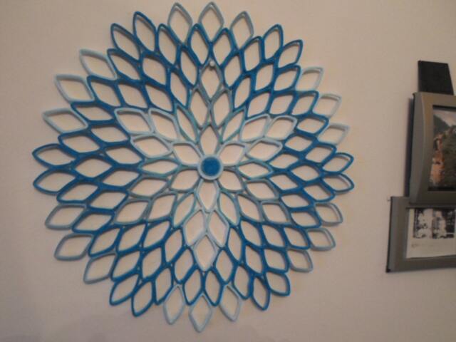 Large Blue Paper Dahlia Wall Art Contemporary Floral Decor - image 1