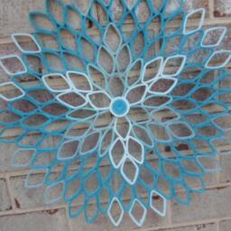 Large Blue Paper Dahlia Wall Art Contemporary Floral Decor - thumbnail 4