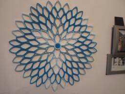 Large Blue Paper Dahlia Wall Art Contemporary Floral Decor - thumbnail 1