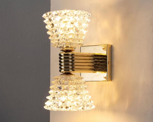 Murano Glass Wall Lamp Artistic Rostrato Vintage Style - Handmade Italian Crystal - image 1
