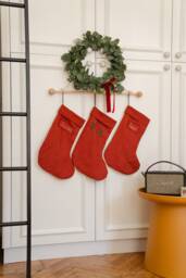 Hand Embroidered Linen Christmas Stocking Personalized - thumbnail 1