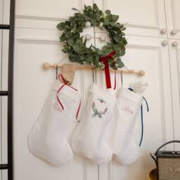 Hand Embroidered Linen Christmas Stocking Personalized - thumbnail 3