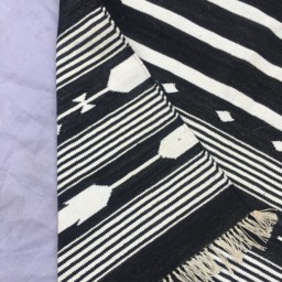 3x5 Black & White Cotton Rug Dhurrie - Stripes - thumbnail 4