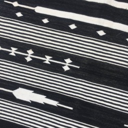 3x5 Black & White Cotton Rug Dhurrie - Stripes - thumbnail 3