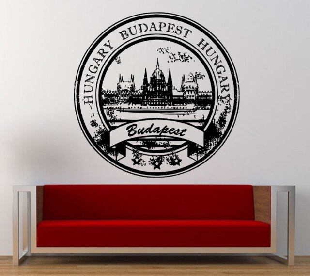 Hungary Budapest Stamp Wall Decal Sticker Vinyl Mural Leaving Bedroom Room Home Decor Free Shipping L319 - image 1
