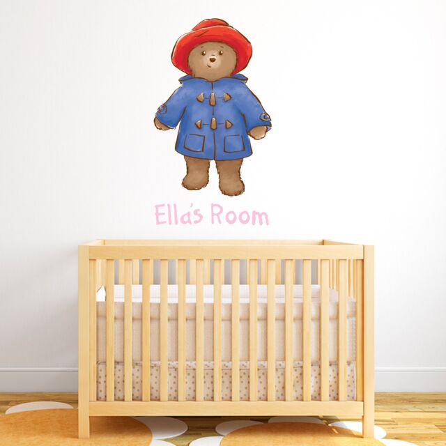 Baby Paddington Bear Personalised Name Wall Sticker Pink - 003