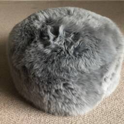 Grey Sheepskin Pouffe, Silver Grey Sheepskin, Furry Footstool, Interior Accessory, Design, Hygge, Luxury Pouffe - thumbnail 3