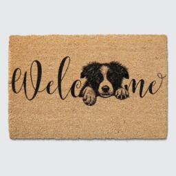 Border Collie Doormat Natural Coir Dog Welcome Mat - 60x40cm, 70x40cm, 90x60cm - thumbnail 1