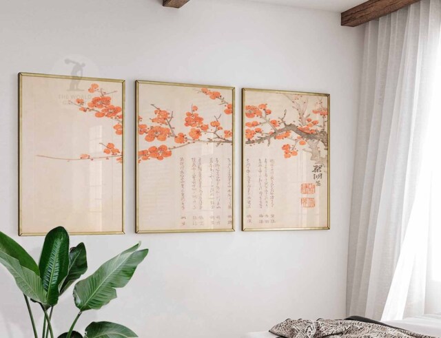 Japanese Set Of 3 Floral Posters, Asian Art Prints, Cherryblossom Wall Art, Ogata Korin Decor, Gift - image 1