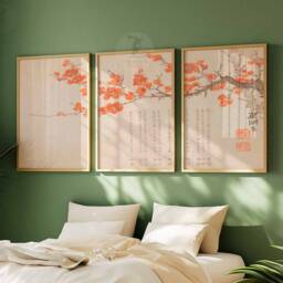Japanese Set Of 3 Floral Posters, Asian Art Prints, Cherryblossom Wall Art, Ogata Korin Decor, Gift - thumbnail 3