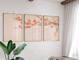 Japanese Set Of 3 Floral Posters, Asian Art Prints, Cherryblossom Wall Art, Ogata Korin Decor, Gift - thumbnail 1