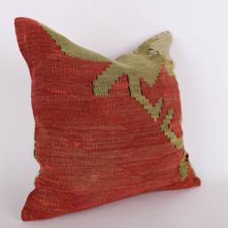 Vintage Turkish Kilim Pillow Cover Handwoven Wool Throw - 16''x16'' - thumbnail 3