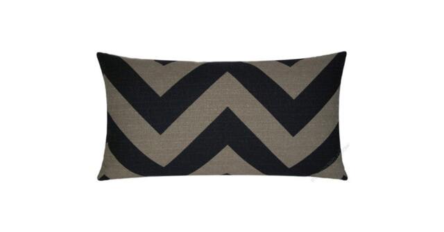 Black/Brown Moss Chevron Zig Zag Stripe Decorative Throw Pillow Cover Case Cushion Cotton 12x22 - image 1