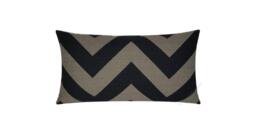 Black/Brown Moss Chevron Zig Zag Stripe Decorative Throw Pillow Cover Case Cushion Cotton 12x22 - thumbnail 1