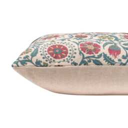 Tudor Rose Cushion Cover in Coral Pink. Classic Floral & Botanical Trailing Vines Design. 17x17 - thumbnail 2