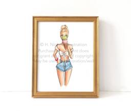 Ice Cream Queen - Choose Your Hair Color/Skintone Fashion Illustration Print - thumbnail 1